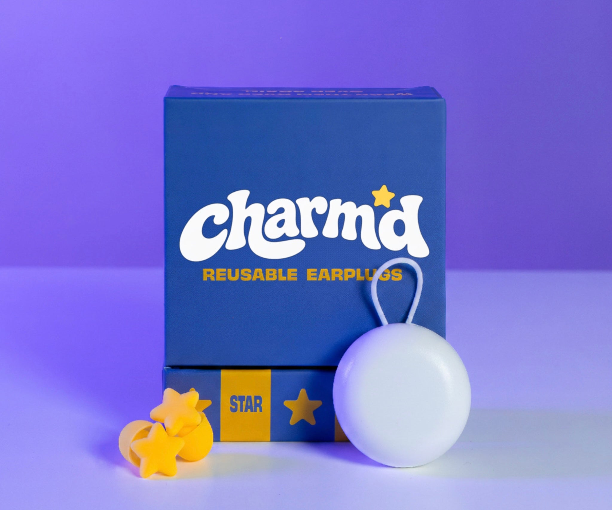 Starry Nights star earplugs with keychain carrying case and four ear tip sizes